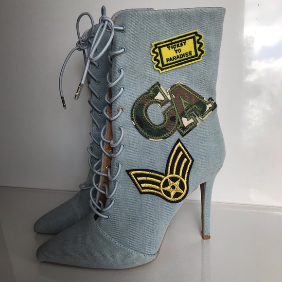 Military Patch Lace Up Booties🖤 - Picture 3 of 8